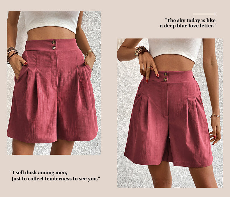 Womens Shorts Dressy Casual 2025 Trendy Summer Elastic High Waisted Pleated Side Slit Business Work Shorts Pockets