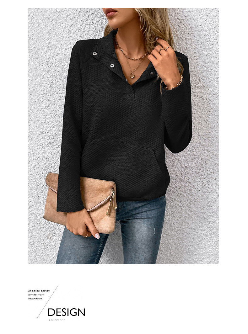 Independent Station Wholesale Hot Selling Multi-color Casual Simple Versatile Long Sleeve Textured Solid Color Cross-border Sweatshirt