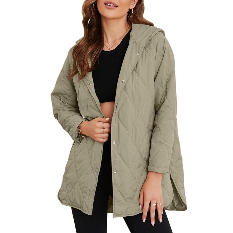 Puffer Jacket for Women,Lightweight Long Sleeve Button Hoodies Outerwear,Oversized Basic Casual Comfort Coats Tops,2025 Womenswear Fall Winter Outfits - Seldom Seen Styles