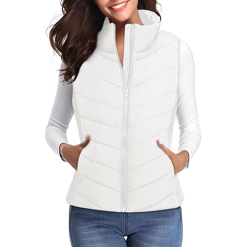Puffer Vest Women Sleeveless Zip Up Outerwear Stand Collar Quilted Vest Warm Winter Jackets Coats with Pocket - Seldom Seen Styles