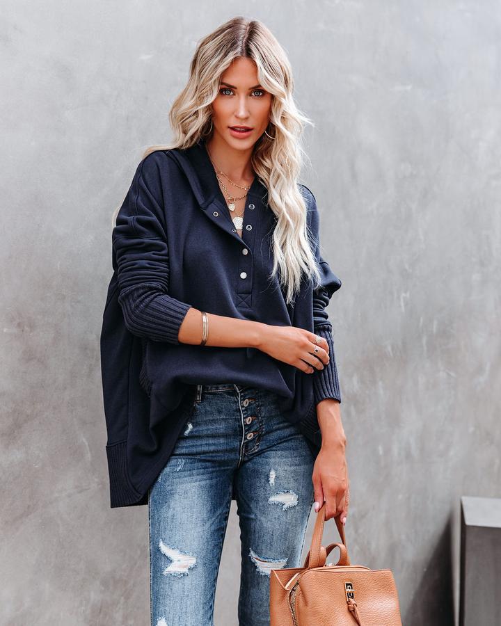 Women's Casual Oversized Sweatshirts Hoodies Button V Neck Long Sleeve Cotton Henley Pullover Hooded Tops 2025 Womenswear Winter Outfits Clothes