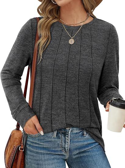 Long Sleeve Shirts for Women Lightweight Sweaters Fall Outfits 2025 Winter Clothing Dressy Casual Soft - Seldom Seen Styles
