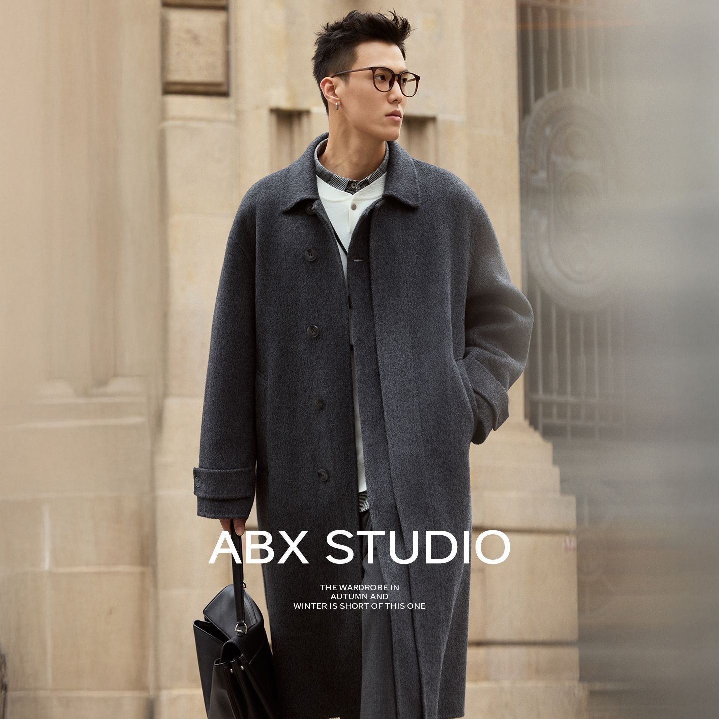 Camel Fleece Wool Blended Long Hair Double-Sided, Winter Shaped Balmacan Medium Long Coat Men's Jacket