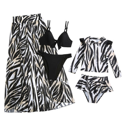 2024New Style Swimsuit Bikini Three-Piece Set Mesh Print Long Pants Swimwear swimwear