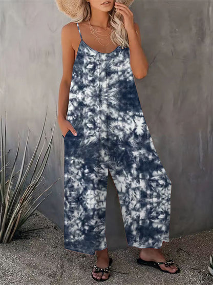 2025 Summer New Women's Casual Ladies' Strap Jumpsuit Pants New Printed Sleeveless Romper for Women