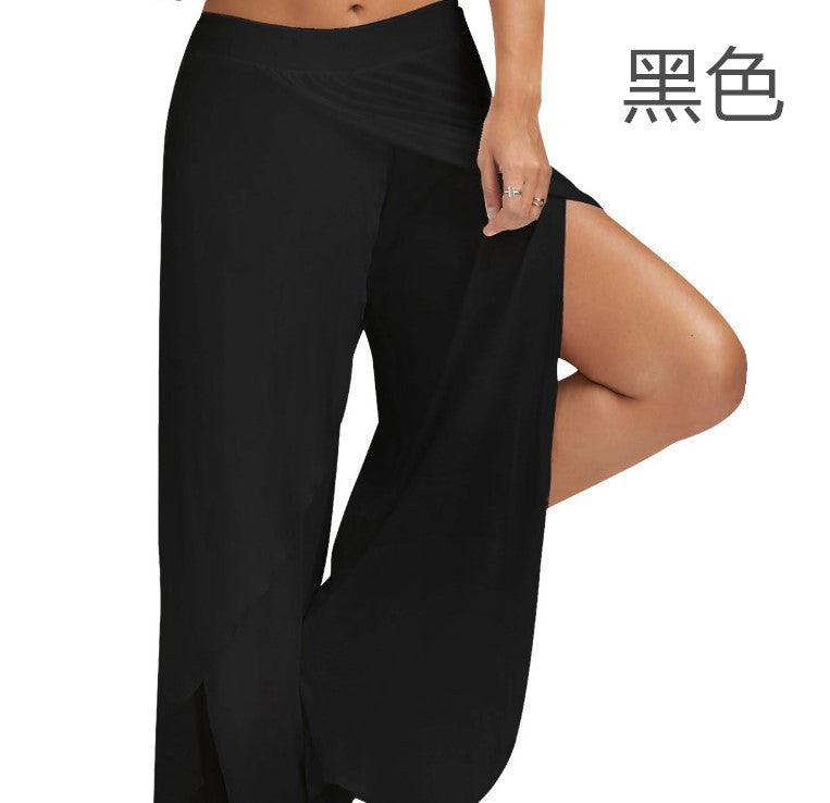 Flowy Split Yoga Pants for Women High Slit Harem Pants Plus Size Wide Leg Lounge Pants Summer Beach Loose Trousers - Seldom Seen Styles