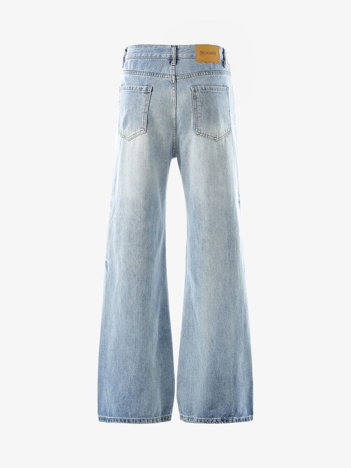 Hip-Hop Cut Distressed Washed Jeans 