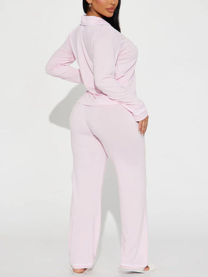 Modal Pajama Set, Long Sleeve Button Down Shirt and Pajama Pants, Sleepwear for Women - Seldom Seen Styles