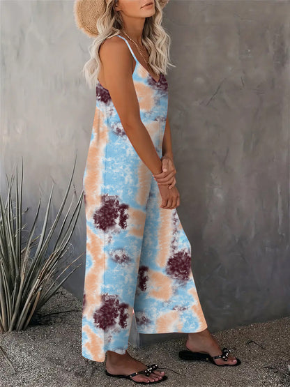 2025 Summer New Women's Casual Ladies' Strap Jumpsuit Pants New Printed Sleeveless Romper for Women