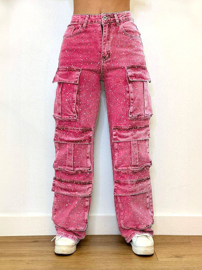 Luxe Sparkle Pocket Cargo Jeans