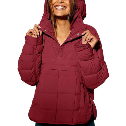 Womens Oversized Hooded Puffer Jacket Lightweight Pullover Hoodies Quilted Dolman Long Sleeve Warm Winter Coat - Seldom Seen Styles