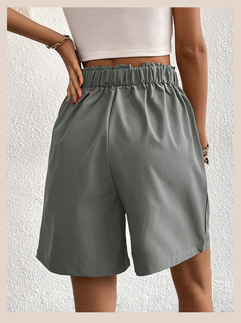 Womens Shorts Dressy Casual 2025 Trendy Summer Elastic High Waisted Pleated Side Slit Business Work Shorts Pockets