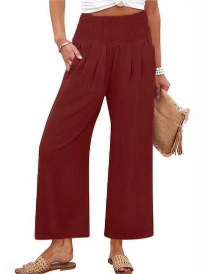 Women Linen Palazzo Pants Summer Boho Wide Leg High Waist Casual Lounge Pant 2025 Beach Travel Vacation Outfits - Seldom Seen Styles