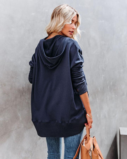 Women's Casual Oversized Sweatshirts Hoodies Button V Neck Long Sleeve Cotton Henley Pullover Hooded Tops 2025 Womenswear Winter Outfits Clothes