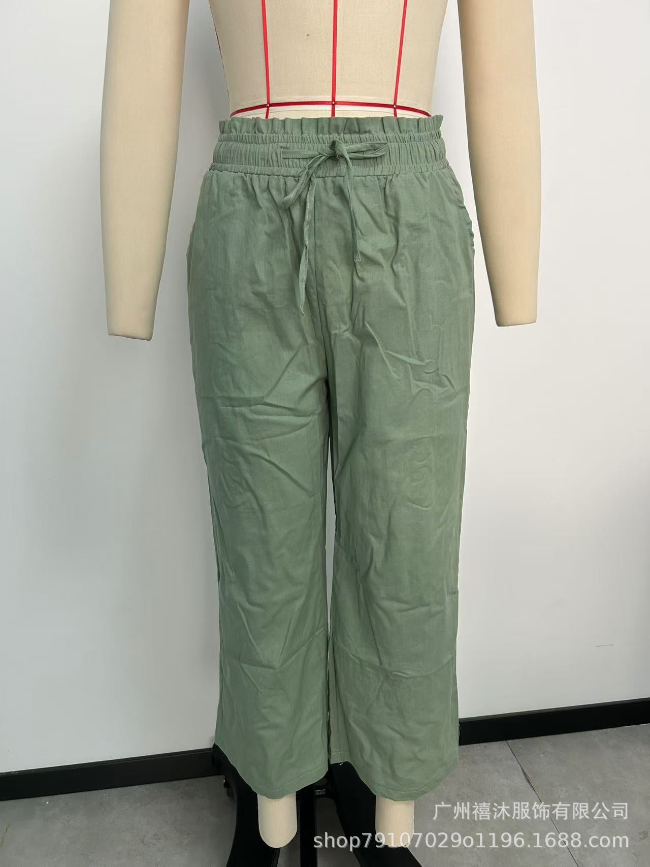 Women's Capri Pants Drawstring Casual Palazzo Trousers with Pockets Loose High Waisted Wide Leg Lounge Pants - Seldom Seen Styles