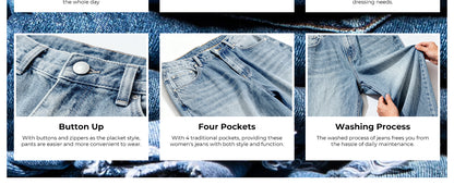 Women's 2025 Wide Leg Jeans Distress Mid Waist Denim Pants Vintage Y2K Trousers