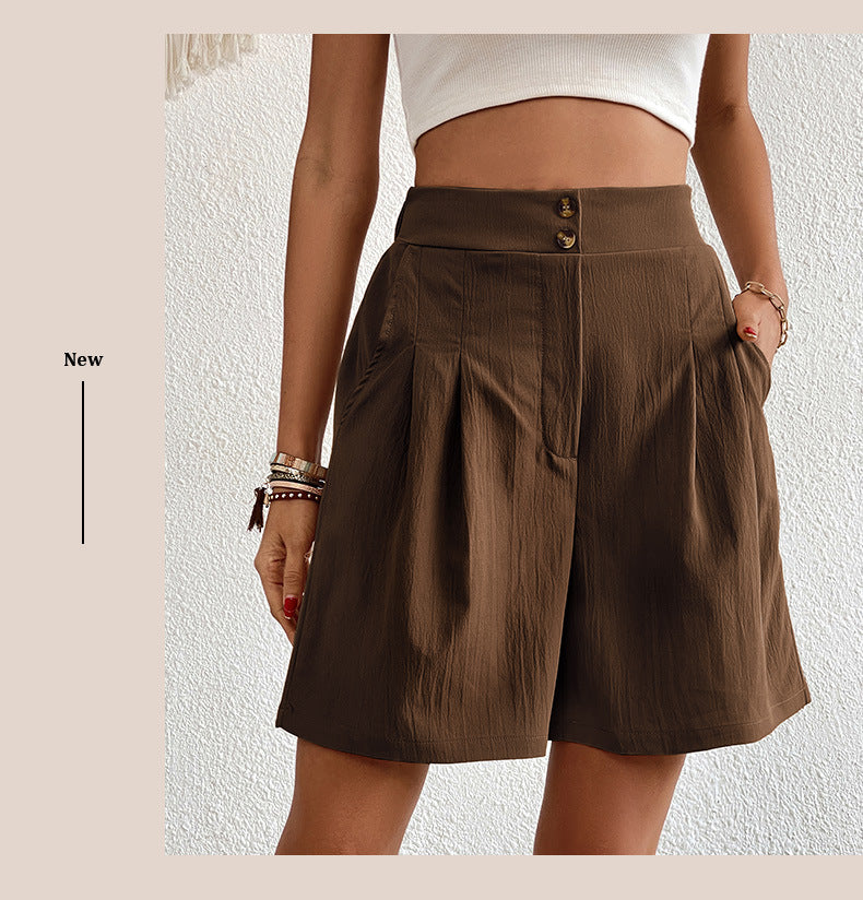 Womens Shorts Dressy Casual 2025 Trendy Summer Elastic High Waisted Pleated Side Slit Business Work Shorts Pockets