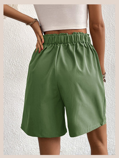 Womens Shorts Dressy Casual 2025 Trendy Summer Elastic High Waisted Pleated Side Slit Business Work Shorts Pockets