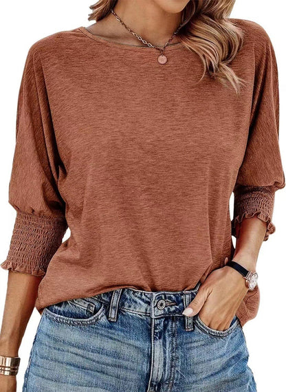 Women's 2025 Fashion Tops 3/4 Sleeve T-Shirts Cute Crewneck Basic Business Tees Blouses Casual Summer Wear Super Soft Breathable Fabric - Seldom Seen Styles