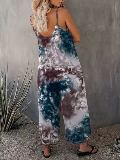 2025 Summer New Women's Casual Ladies' Strap Jumpsuit Pants New Printed Sleeveless Romper for Women