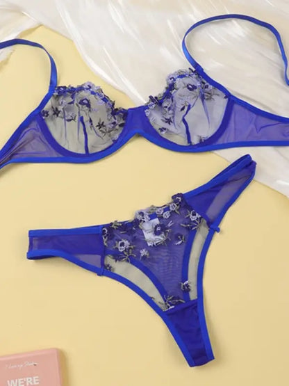 Flower Power 2 Piece Lingerie Set - Mesh - Seldom Seen Styles