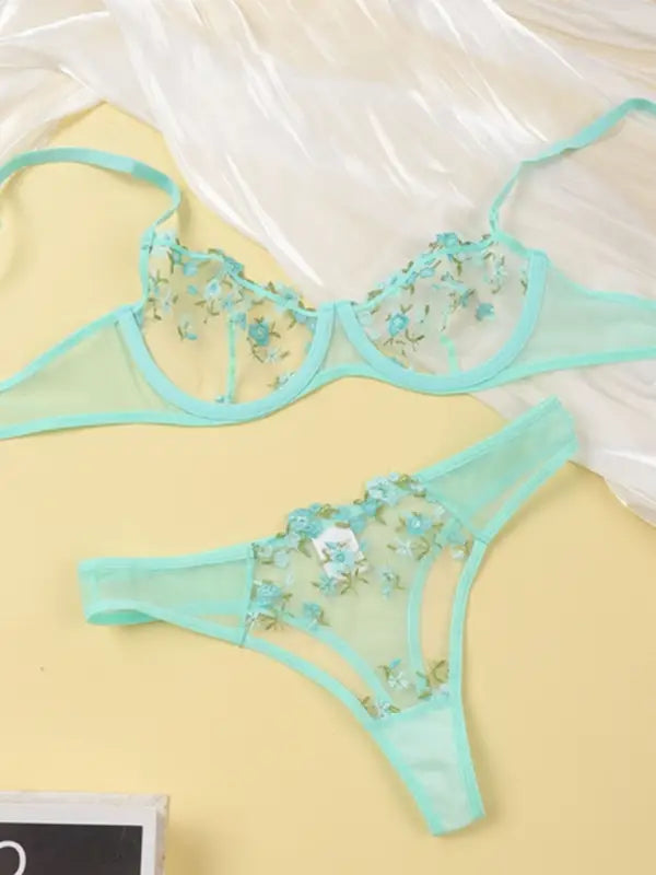 Flower Power 2 Piece Lingerie Set - Mesh - Seldom Seen Styles