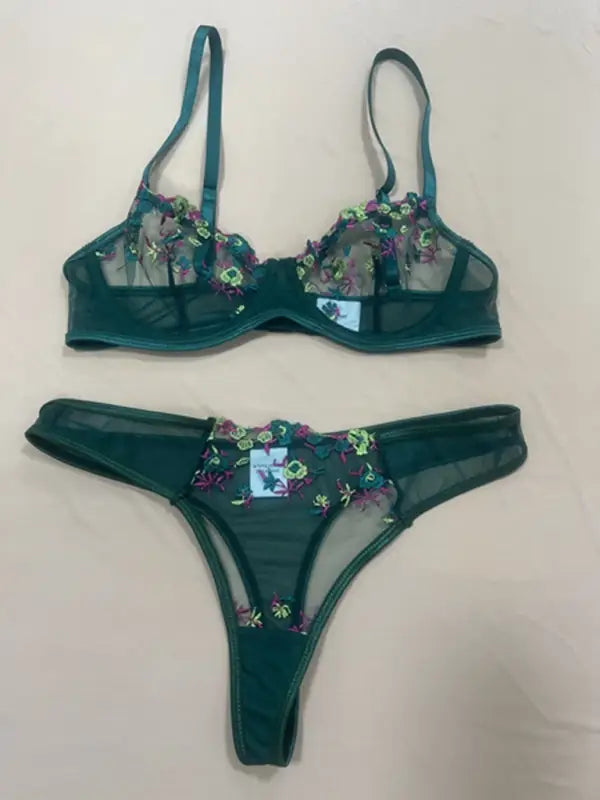 Flower Power 2 Piece Lingerie Set - Mesh - Seldom Seen Styles