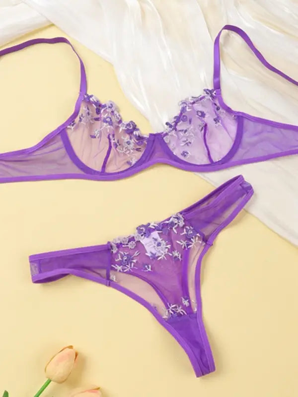 Flower Power 2 Piece Lingerie Set - Mesh - Seldom Seen Styles