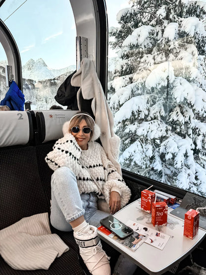 Cable striped crew neck pullover