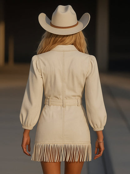 Women’s White Denim Dress Slim Fit, Jean Dress for Women with Pockets, Denim Mini Dress for Fall Work Weekend Getaways - Seldom Seen Styles