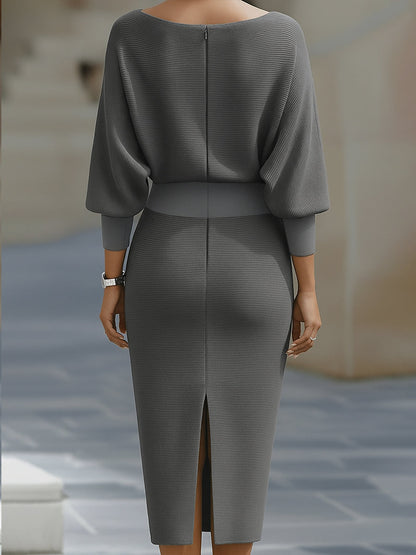 White Draped Batwing Midi Dress