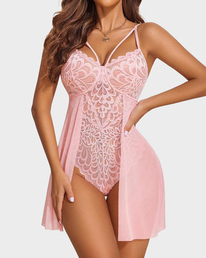 Womens Lace Bodysuit Teddy Chemise Sexy Nighty Mesh Sleepwear - Seldom Seen Styles