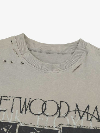 Jersey Distressed Camouflage Faux Two-Piece Graphic T-Shirt