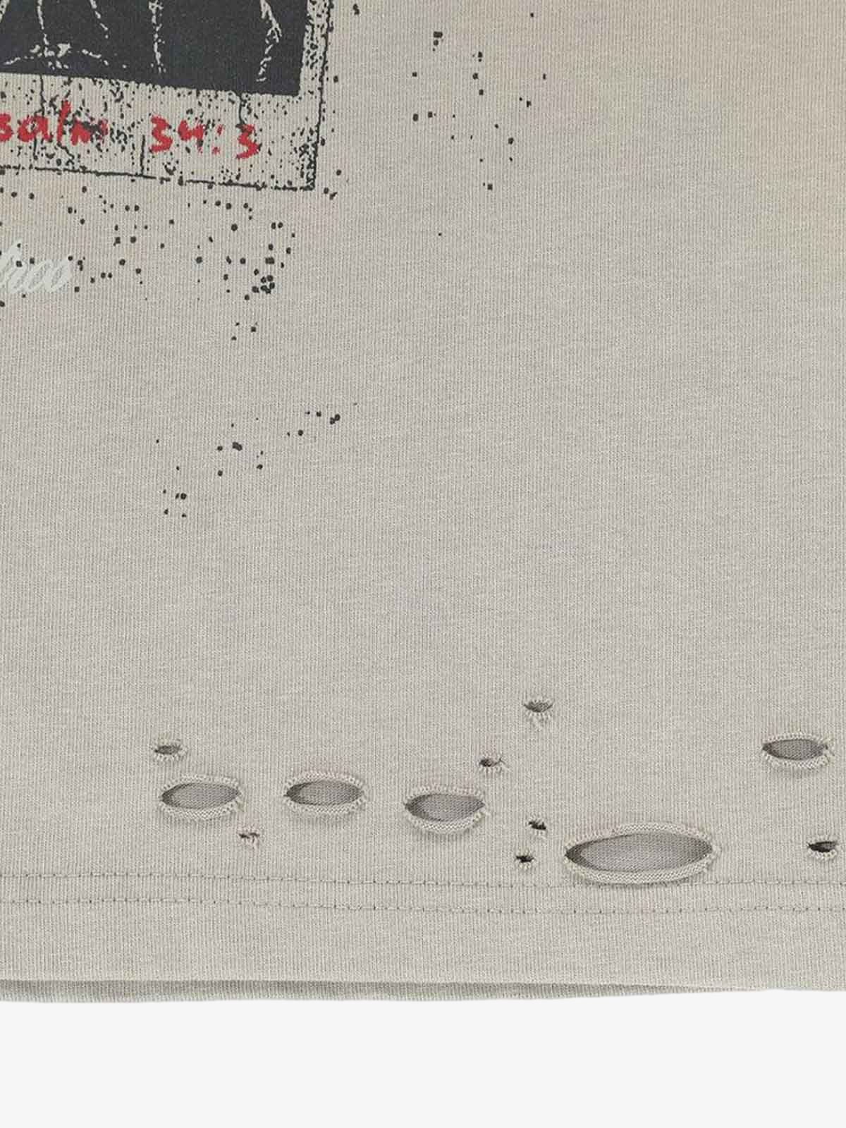 Distressed Camouflage Faux Two-Piece Graphic T-Shirt - 2420 