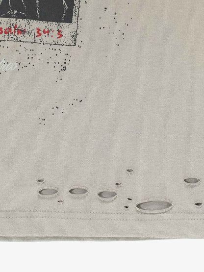 Jersey Distressed Camouflage Faux Two-Piece Graphic T-Shirt