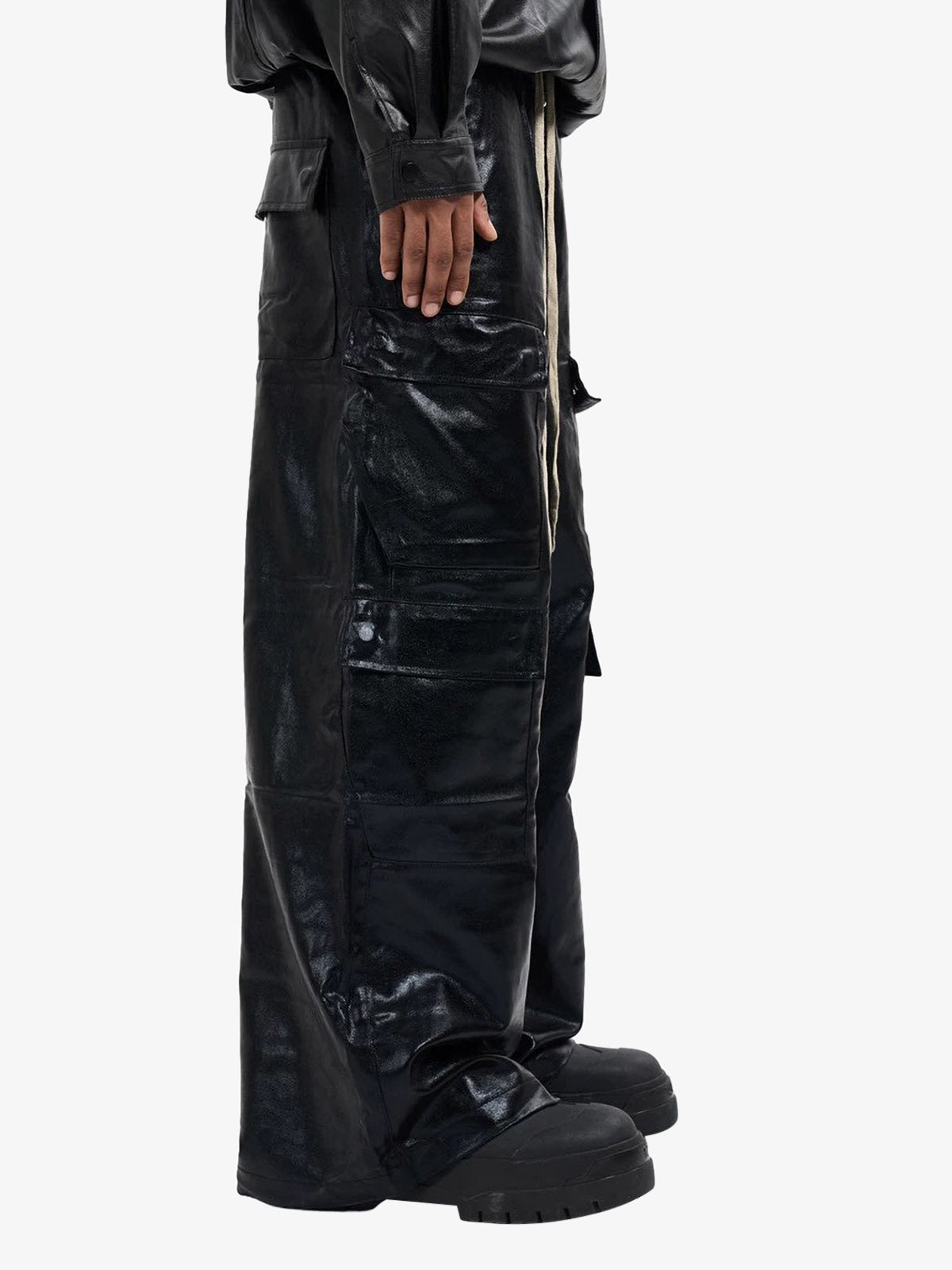 RO-style multi-pocket matte coated overalls - 2094 