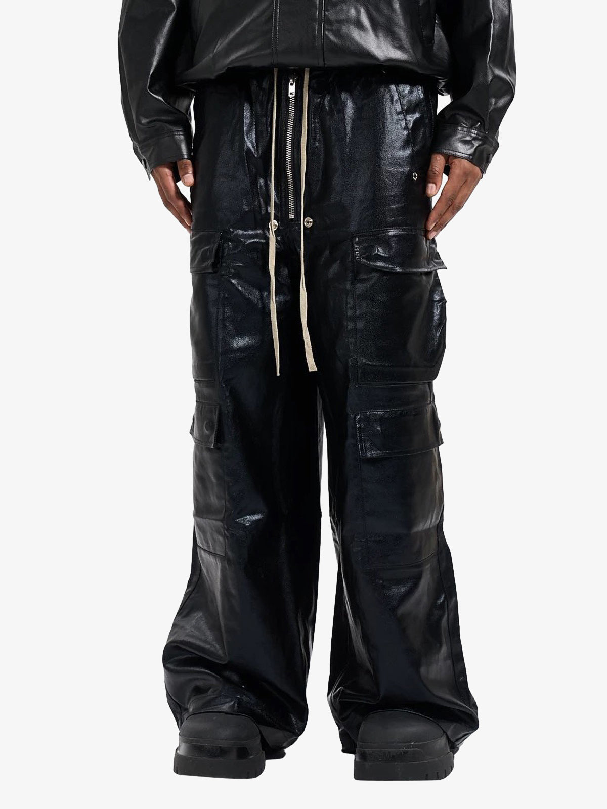 RO-style multi-pocket matte coated overalls - 2094 