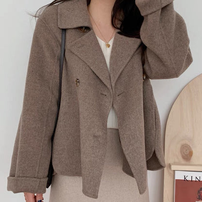 Short Wool Coats for Women Fall Winter Cropped Trench Coat Pea Coats Tweed Blazer Jacket