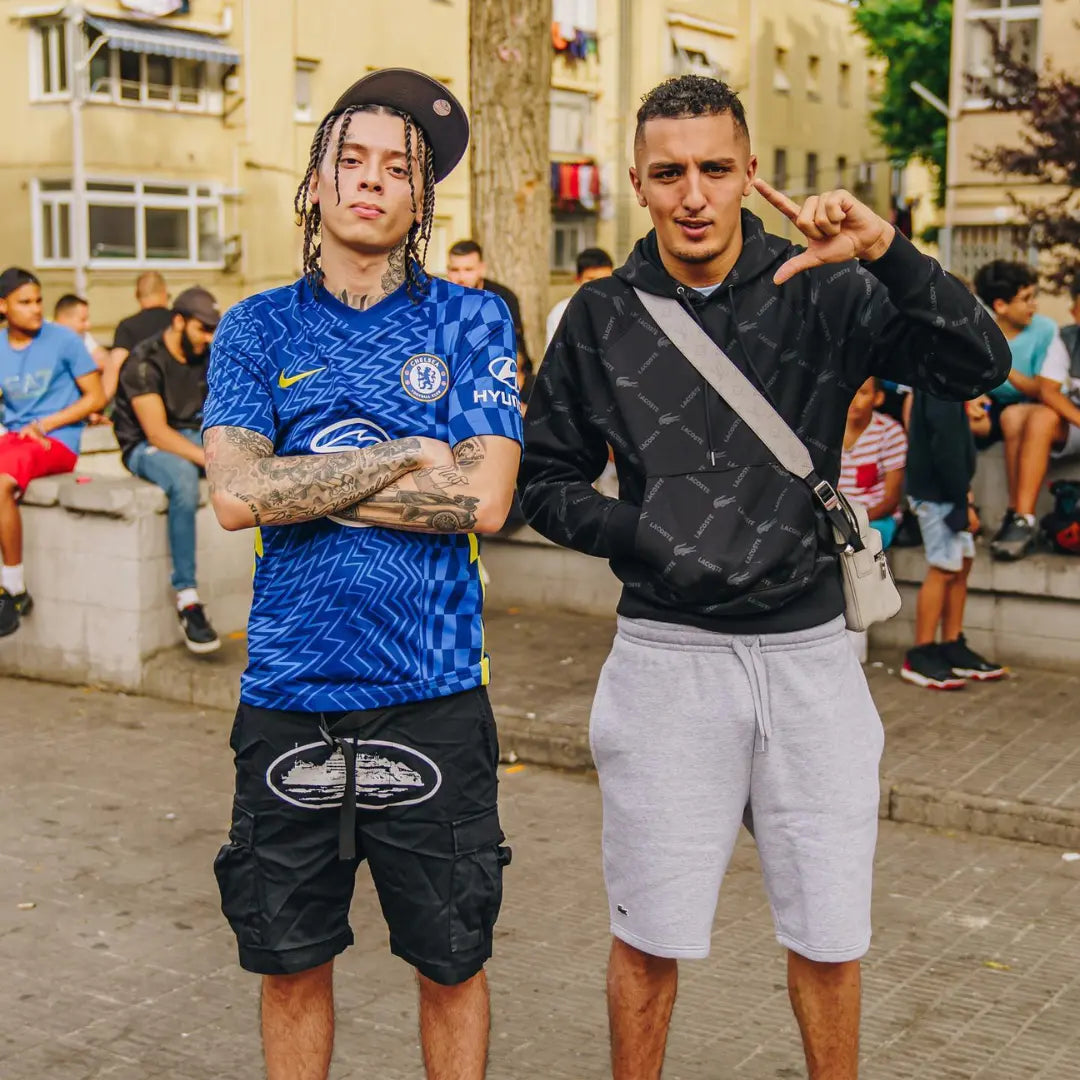 Corteiz RTW Crtz Alcatraz Guerillaz Cargo Shorts Buy At KickKonnect Black White Being Worn By Central Cee