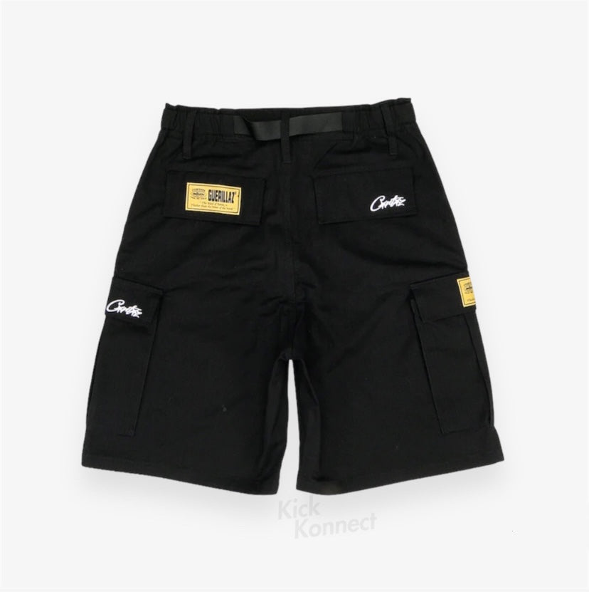 Corteiz RTW OG Alcatraz Cargo Shorts - Black / White