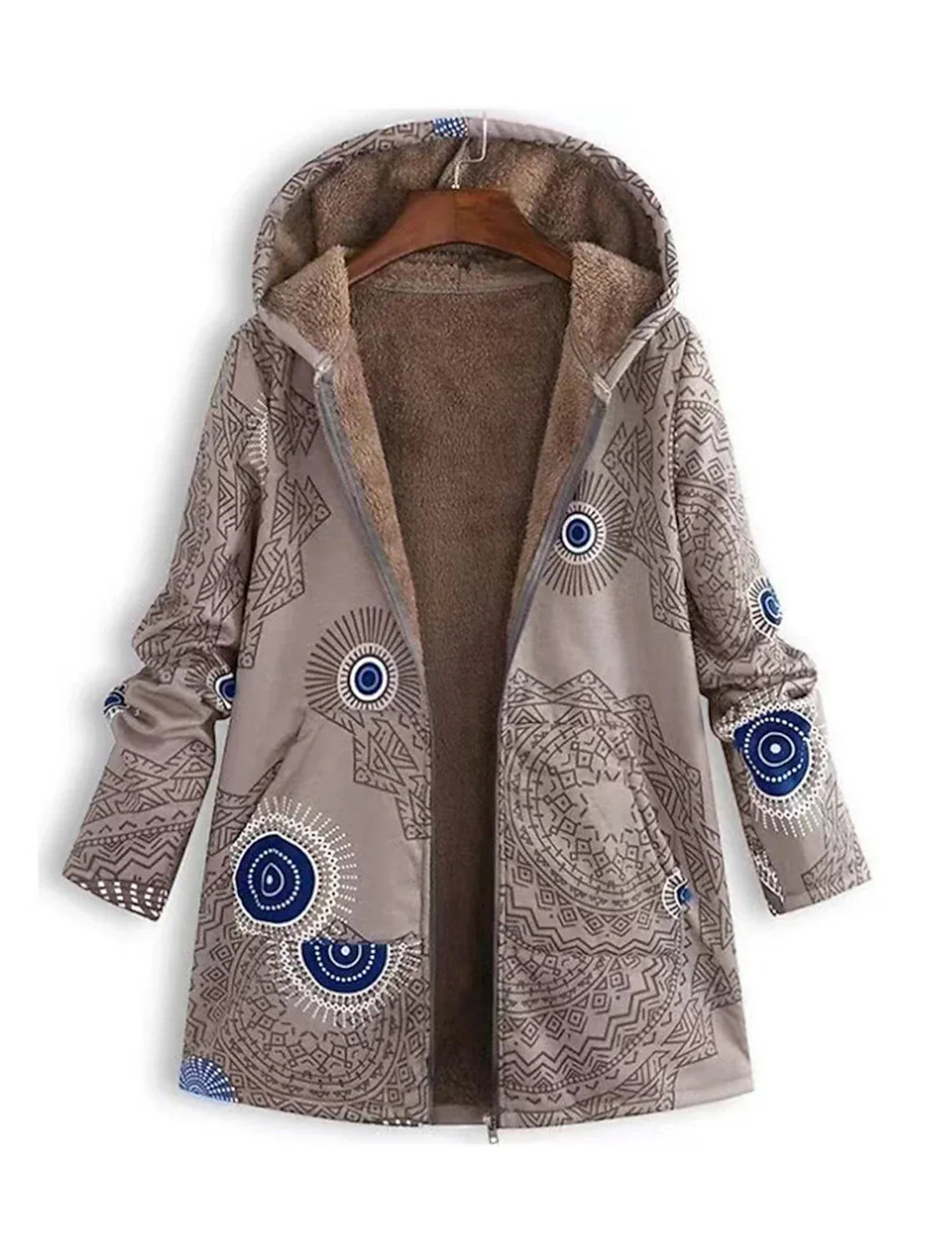 Womens Winter Button Up Patchwork Sherpa Fleece Lined Hooded Jacket Coat Linen Long Sleeve Warm Liner Pocket Coa - Seldom Seen Styles