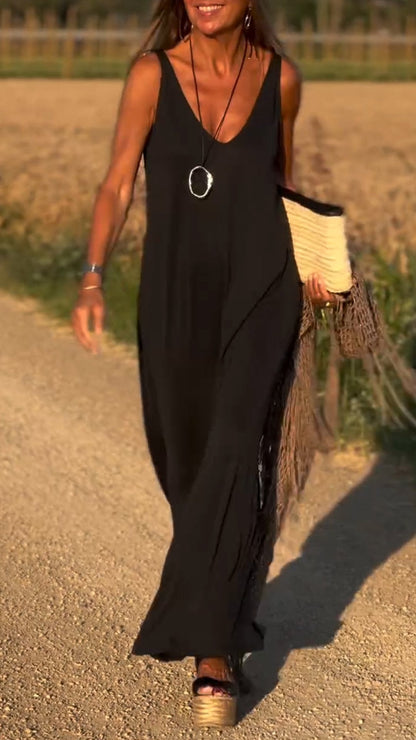 Women's V-neck Sleeveless Casual Dress - Seldom Seen Styles