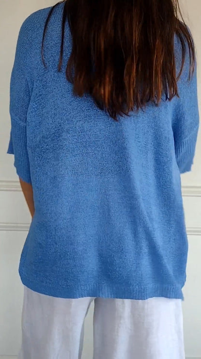 Solid Color Knitted V-neck Top - Seldom Seen Styles