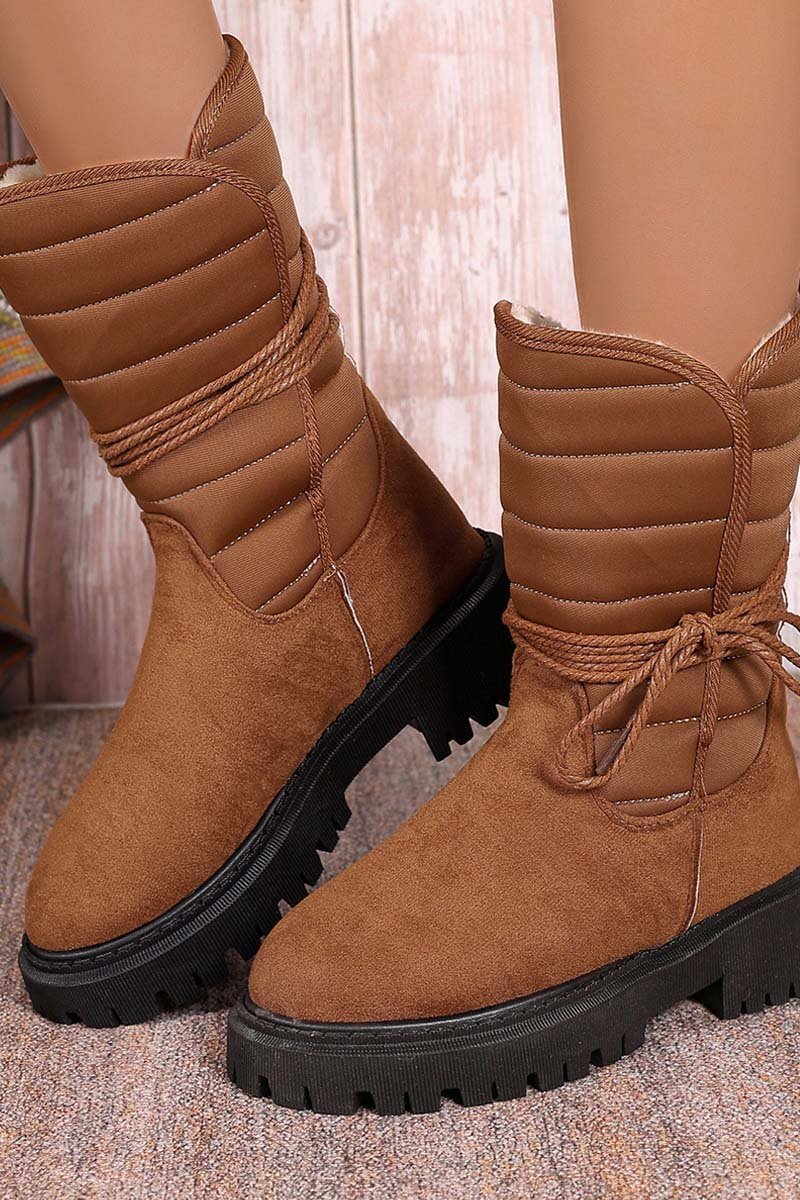 Women's fleece warm strap outer cotton boots - Seldom Seen Styles
