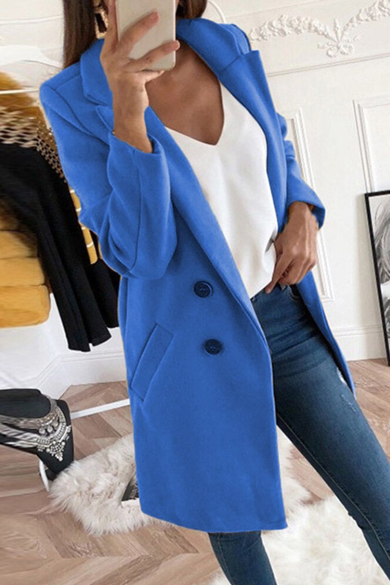 Women's Fashion Solid Color Suit Collar Slim Fit Women's Windbreaker Jacket - Seldom Seen Styles