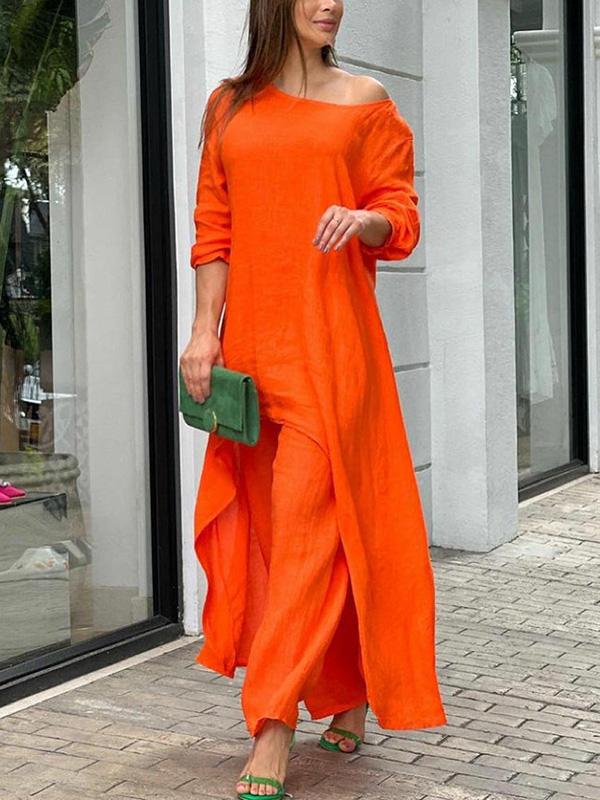 Fashionable women's solid color two-piece set - Seldom Seen Styles