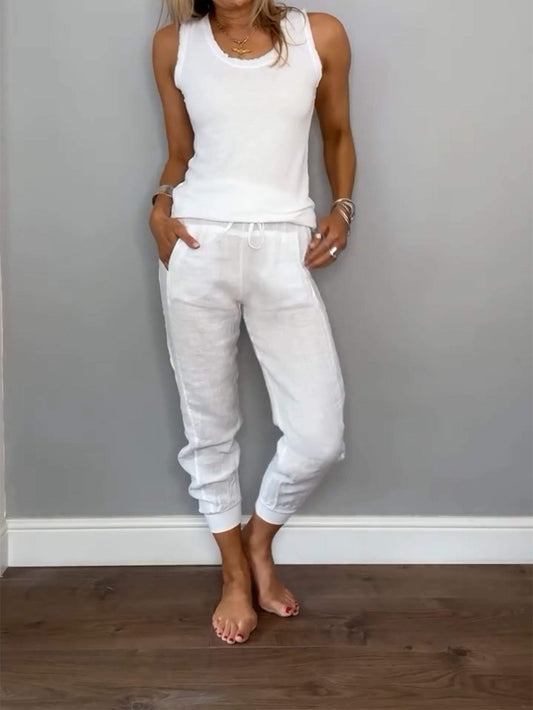 Women's Cotton and Linen Casual Two-piece Set - Seldom Seen Styles