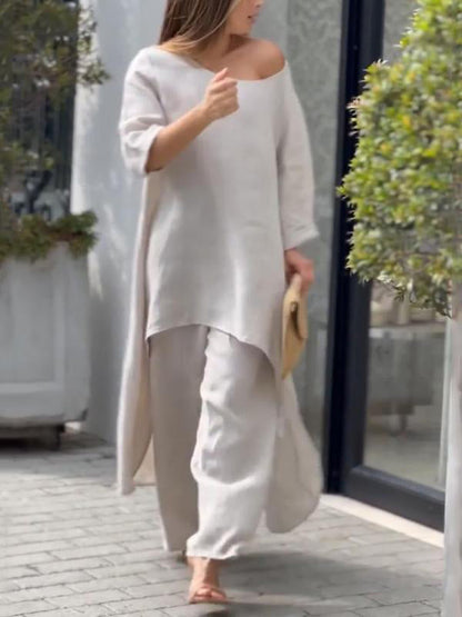 Fashionable women's solid color two-piece set - Seldom Seen Styles