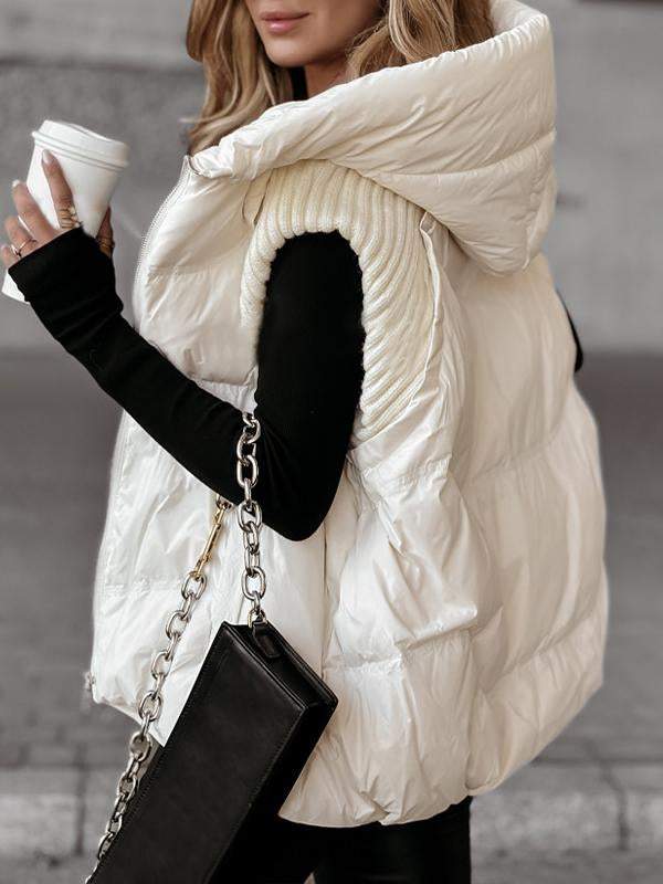 Women's Sleeveless Knitted Patchwork Cotton Vest Coat - Seldom Seen Styles