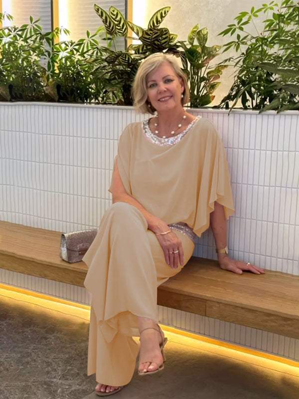 Women's chiffon sequin patchwork suit - Seldom Seen Styles